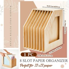 ReliThick 1 Pcs 12×12 Paper Storage Organizer Wood Slope Design Scrapbook Fil…
