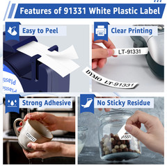 5PK White Plastic Label Tape for DYMO LetraTag LT100T LT100H QX50 91331 12MM