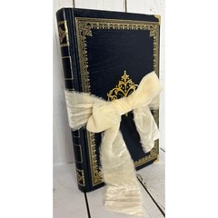Handmade Regency Victorian Junk Journal Blue Gold Velvet Ribbon Tie