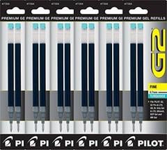 Pilot G2 Gel Ink Rolling Ball Pen Refills, Fine 0.7mm, Choose Color & Quantity
