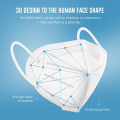 AKF KN95 Face Masks, 50 Pack Disposable Respirator Masks For Adults, White