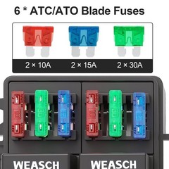 12V Pre-Wired Fuse Relay Box 4-Pin 80A Relay Block and Kit 2 Relays and 6 ATC
