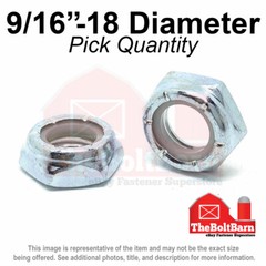 9/16″-18 Grade A Nylon Insert Hex Jam Lock Nuts Zinc FINE Nylok (Pick Quantity)