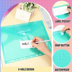 Fuutreo 50 Pcs Binder Pockets for 3 Ring Plastic Envelopes Pocket Folders 11 …