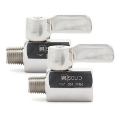 U.S. Solid 2pcs 304 Stainless Steel Mini Ball Valve 1/4 in FNPT x 1/4 in MNPT