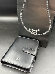 Authentic Montblanc Black Leather 6 Ring Organizer Planner Agenda w/ Inserts