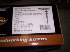 Intercorp Square Drive Flat Head w/Nibs Particle Board Screw 2 Inch XQ832NZ
