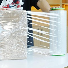 Durable 80 Gauge Clear Stretch Film with Handles – 12” x 1000′ for Easy Packing