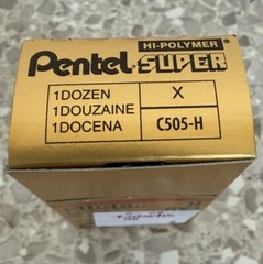 Lot of 20Tubes•Pentel•Super Hi-Polymer•Lead Refills•.5mm•C505H•Black