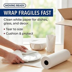 Bulk White Newsprint Packing Paper Roll 15″ x 1400ft – 1,000 Sheets for Moving