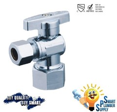 Pack of 10 pcs 1/4 Turn Compression Angle Stop Valve 3/8″ OD x 5/8″ OD (129-22S)