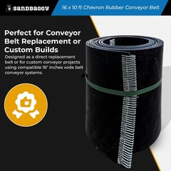 16″x10ft Chevron Rubber Conveyor Belt | Heavy-Duty Replacement Belt – Sandbaggy