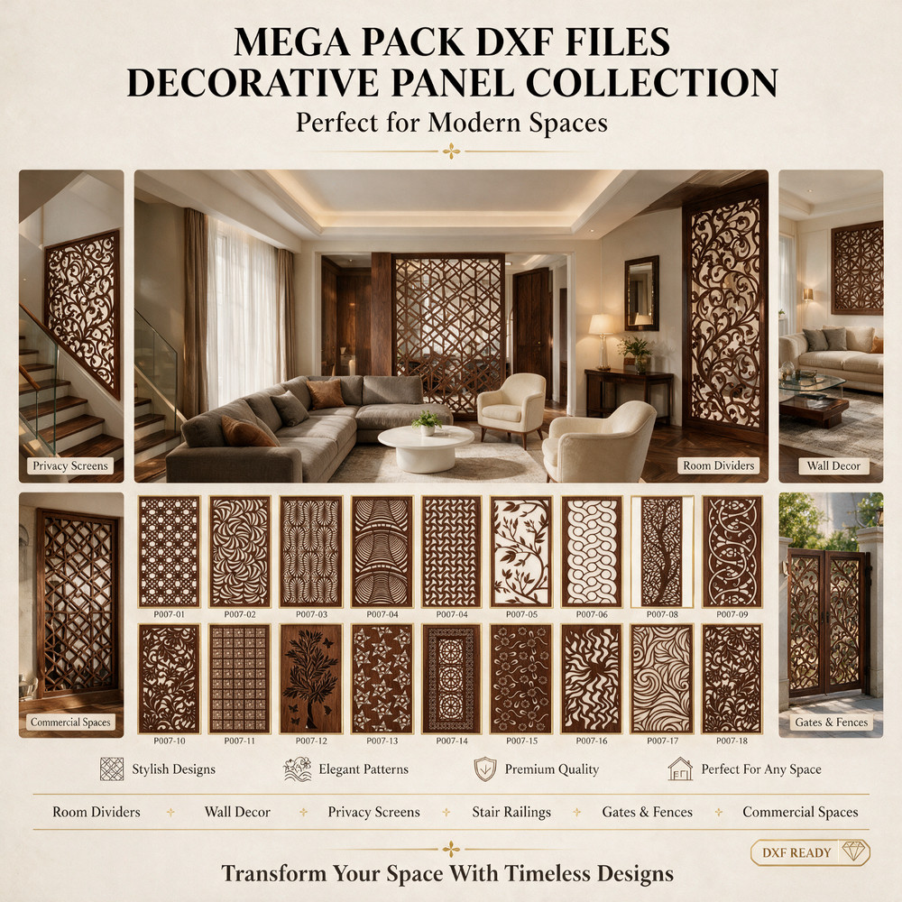 LASER CUT +600 FILES Mega PACK Set Dxf Svg 3D 2D Designs Cnc Cutting Bundle