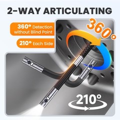 ANCEL 1080P 2-Way 210° Articulating Borescope 3.9mm Industrial Endoscope Camera