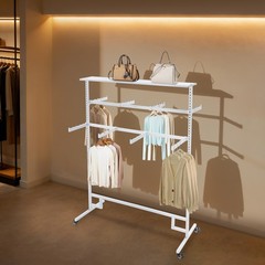 Clothing Display Rack Floor Standing Garment Rack 8 Arms Clothing Rack White