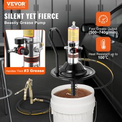 VEVOR Grease Pump Air Operated Grease Pump 0.6-0.8Mpa 13 ft Hose with Barrel Cap