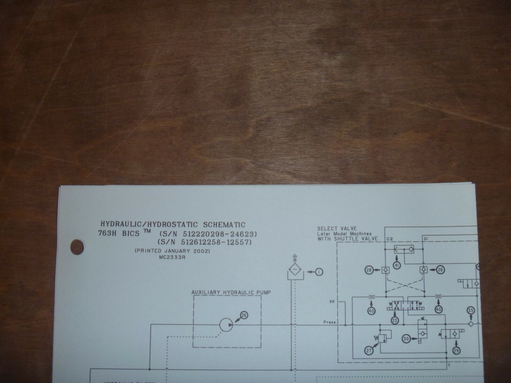 Bobcat 763H BICS Skid Steer Hydraulic Hydrostatic Diagram Manual S/N 512612258