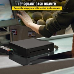 VEVOR 16″ Cash Drawer for POS Systems with 3 Unlocking Modes and RJ11/RJ12