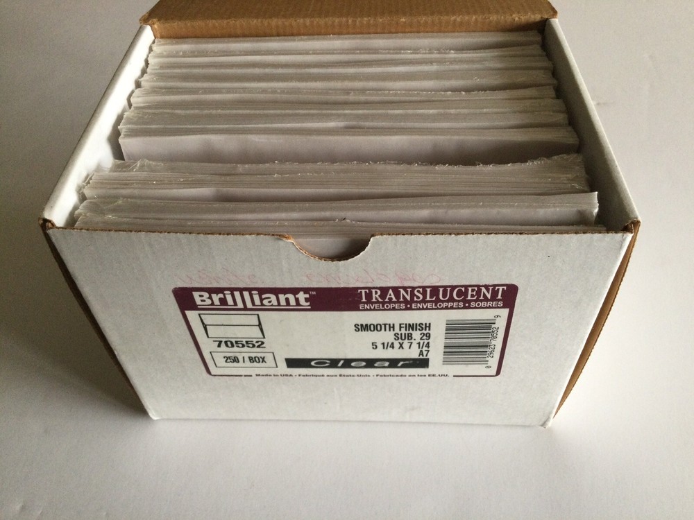 JAM Paper A7 Translucent/Clear Envelopes 5.25 x 7.25. 12 Packs Of 25 Envelopes.