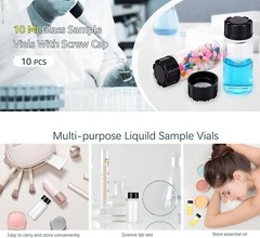 10Pack 10Ml Clear Glass Vials with Screw Caps Small Liquid Sample Vial LeakProof