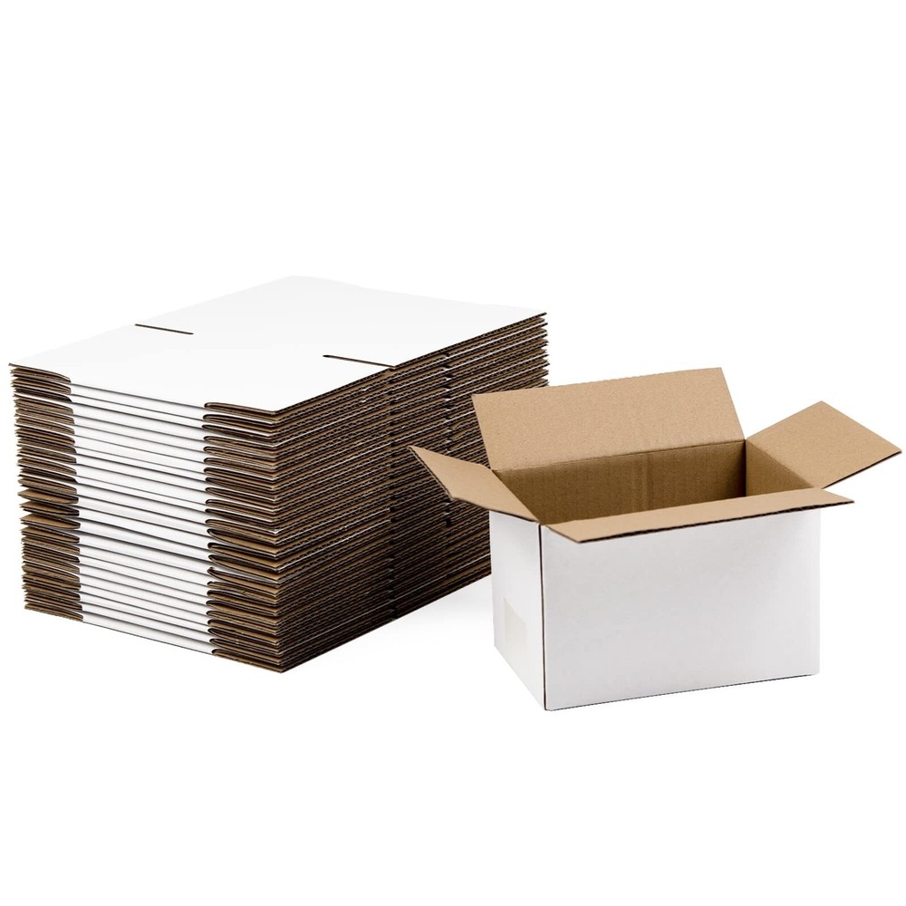 White Shipping Boxes 6x4x4 Inches Small Corrugated Cardboard Boxes, 25 Pack