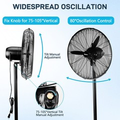 20 Inch Heavy Duty Pedestal Fan Industrial High Velocity Commercial Powerful