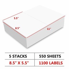 1100 LABELS Premium 8.5 X 5.5 HALF SHEET SHIPPING LABELS self adhesive