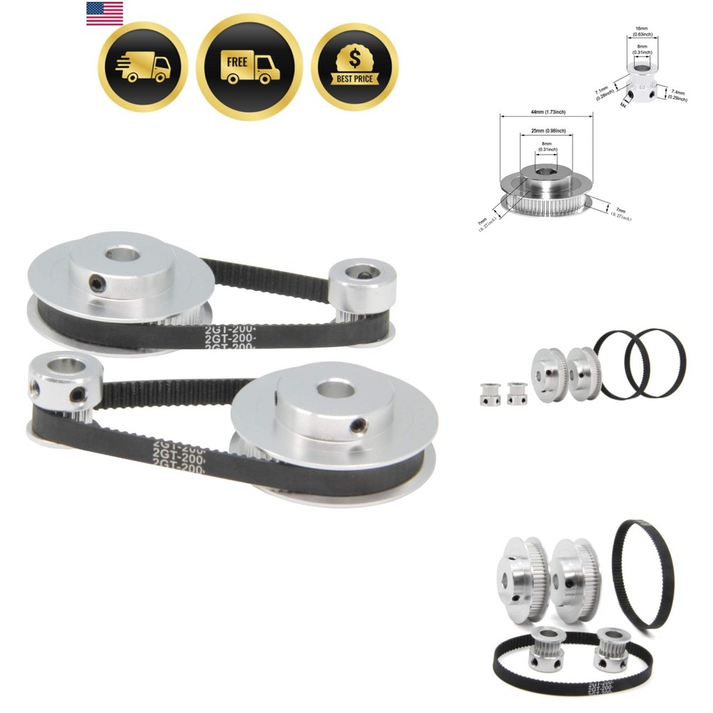 2PCS Set GT2 Synchronous Wheel 20&60 Teeth 8mm Bore Aluminum Timing Pulleys w…