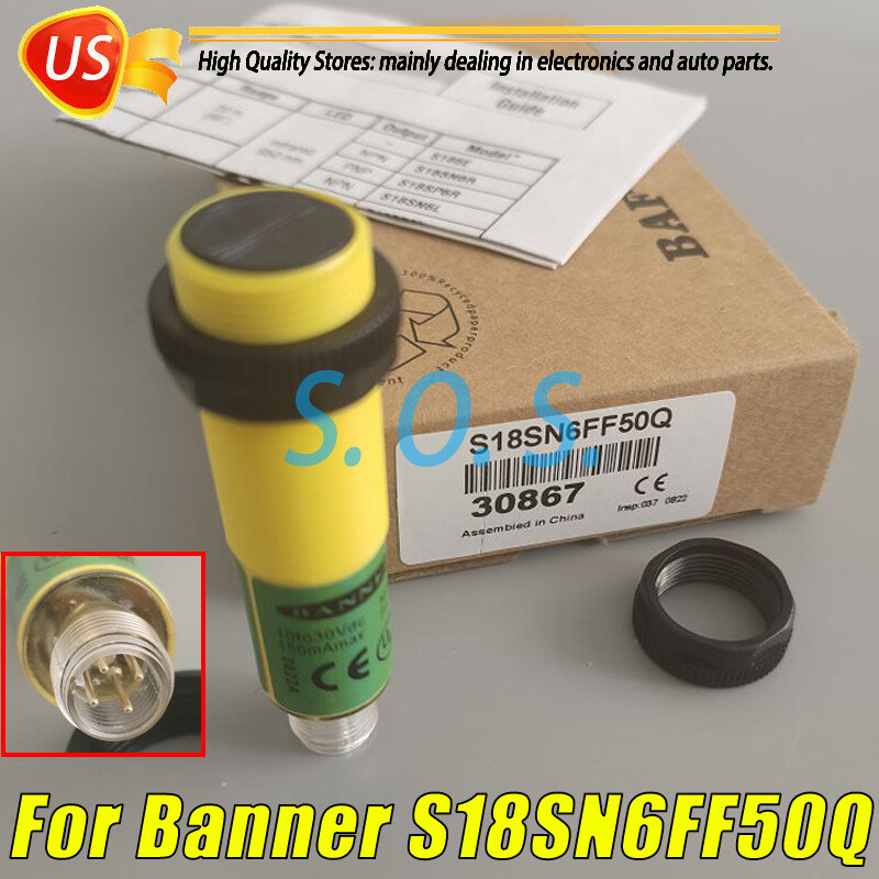 For Banner S18SN6FF50Q 30867 Range:50mm 10-30VDC NPN Photoelectric Switch Sensor