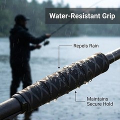 45mm Black Textured Shrink Tubing for Improved Grip on Fishing Rods and Tools