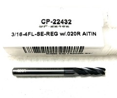 Carbide Plus CP-22432 3/16″ 4FL Corner Radius End Mill 0.02R Carbide AlTiN NEW