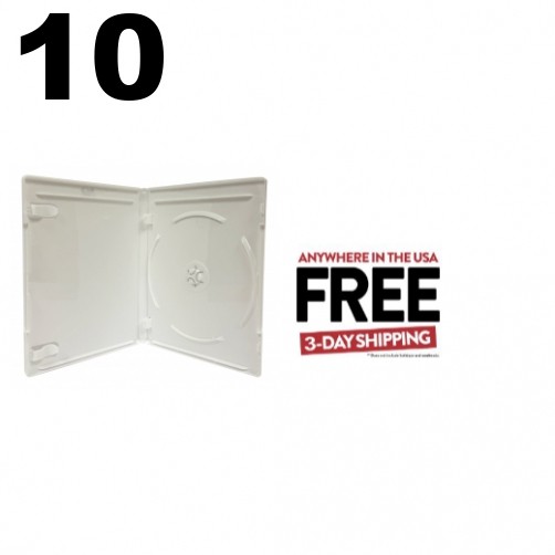 10 PREMIUM STANDARD Solid White Blu-Ray Single Cases 12MM **1-3 DAYS