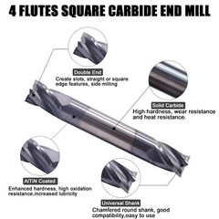 4 Flute 1/4″x 1/2″ x 2-1/2″ Solid Carbide End Mill – Double End – AlTiN Coated