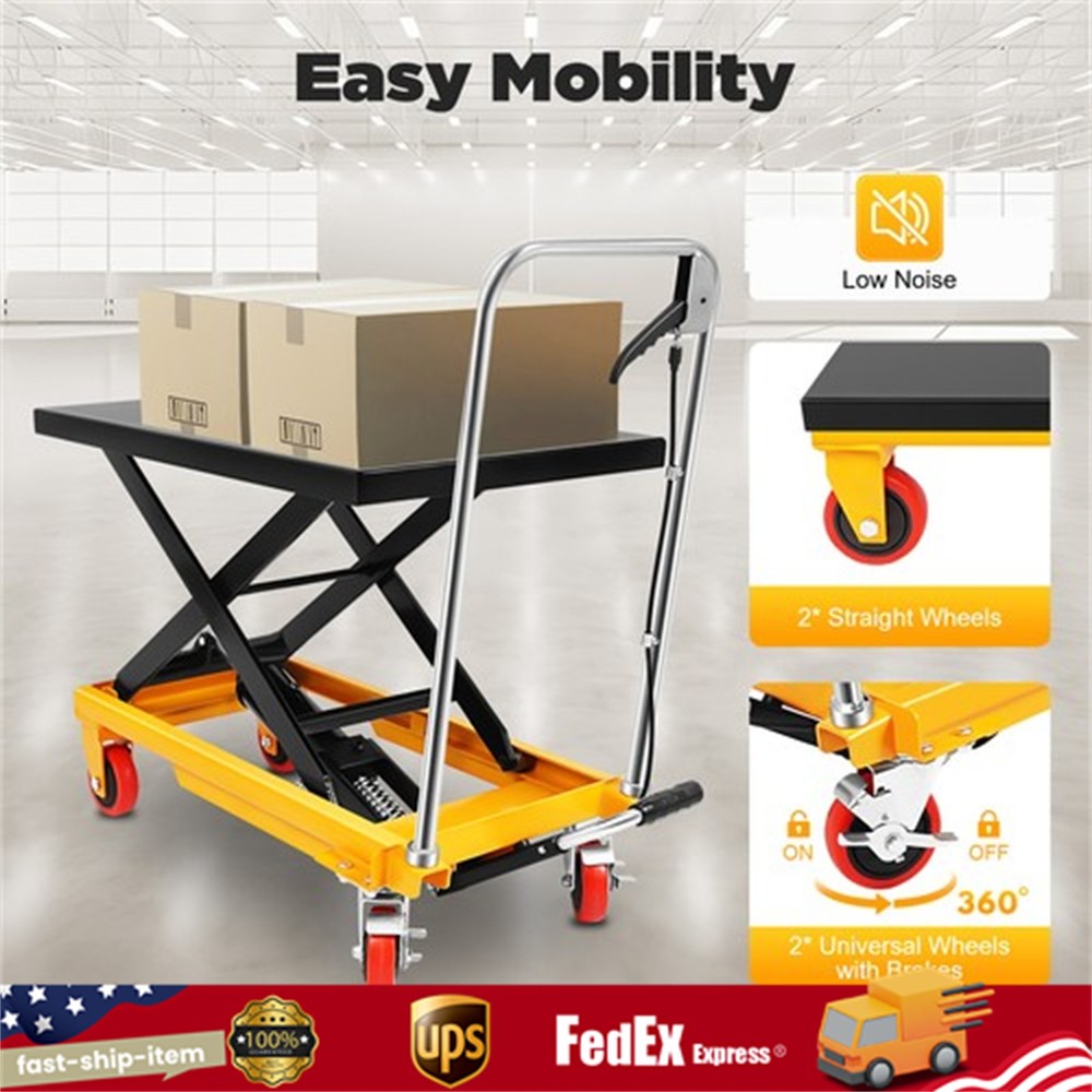 500lbs Hydraulic Lift Table Cart Steel Scissor Lift Table Hydraulic Lift Trolley