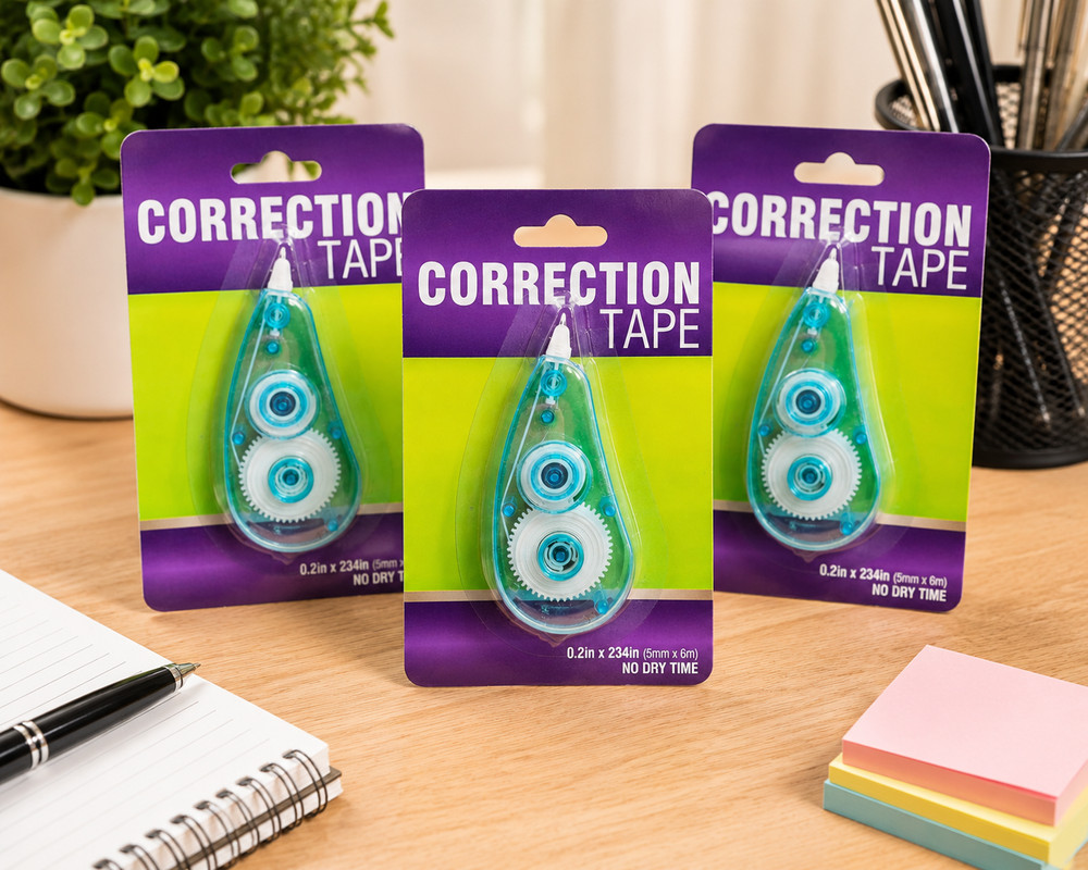 Lot of 3 Allary No Dry Time Correction Tape 0.2in x 234in (55mm x 6m)