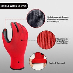 Nitrile Coated Work Gloves Oil Resistant Grip for Automotive Gardening