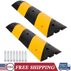 3.3 FT Heavy Duty Rubber Speed Bump 2-Pack Driveway Cable Protector Ramp w/Bolts