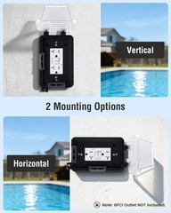 SURAIELEC Outdoor In-Use Outlet Cover, 1-Gang (1 Pack), Black