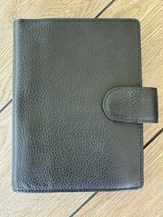 VAN DER SPEK Black Planner Cover for FiloFax Personal Size w/Leather Flyleaf
