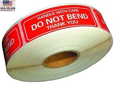 12 Rolls 1 x 3 DO NOT BEND HANDLE WITH CARE Stickers (1000 Per Roll)