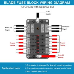12 Way Waterproof Fuse Block for Boat Car RV Truck Golf Cart 100A
