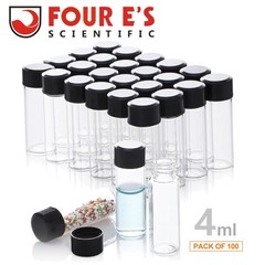 100pcs 4ml Small Bottle Clear Glass Vials Lab Sample Vial w/ Caps Liquid Bottles