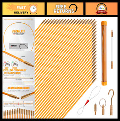 50FT Fiberglass Wire Pulling Rods – Electrical Cable Fishing Tools Kit with Atta
