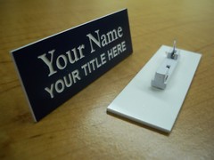 Custom Engraved 1″x3″ Name Tag ID Badge Label with Pin or Magnet Attachment