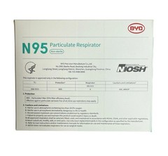 8 Boxes, 160 Count BYD Genuine N95 Foldable Particulate Respirator Face Masks