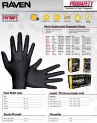 SAS RAVEN Black Nitrile Gloves Powder & Latex Free 7mil, 2 PACK/100/Box Size XL