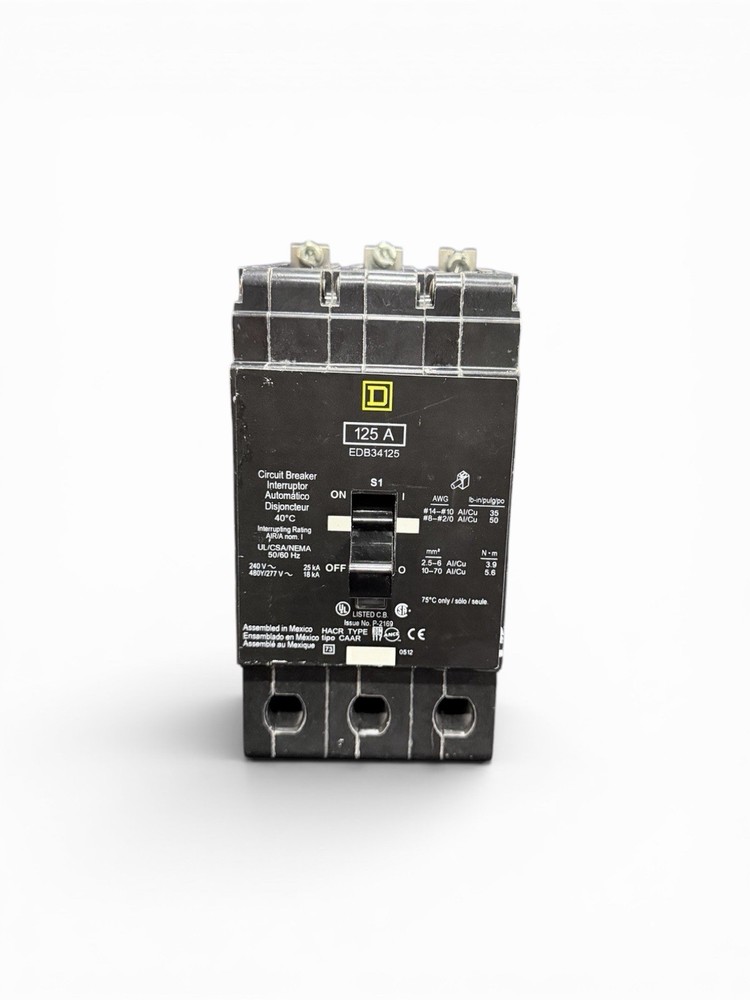 Square D EDB34125 125A 3P 480Y/277V Bolt-On Circuit Breaker NF Panel