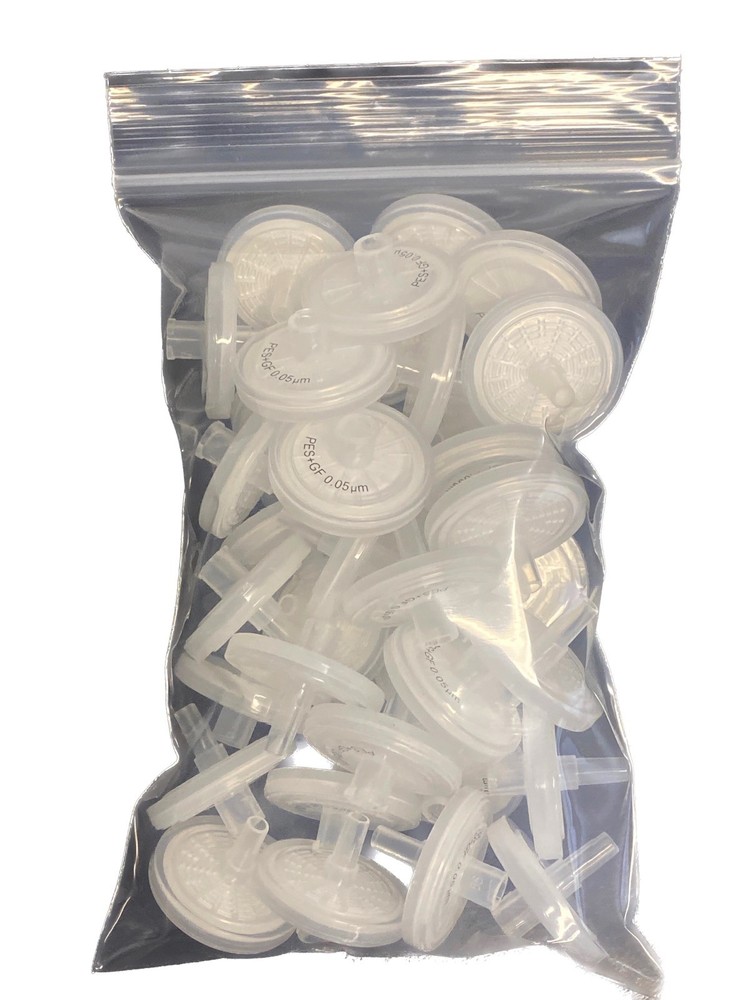 (37 Pc) Laboratory 25mm Syringe Filters w/ PES Glass Fiber 0.05um Membrane