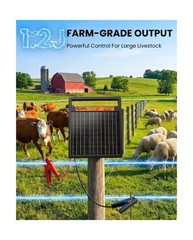 Solar Electric Fence Charger 1.2J Stored Energy, 45 Miles Coverage,8W Solar F…