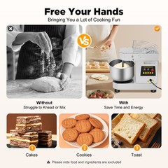 110V 60Hz Dough Kneading Machine 750W Commercial Dough Mixer, Max 360° Mixing